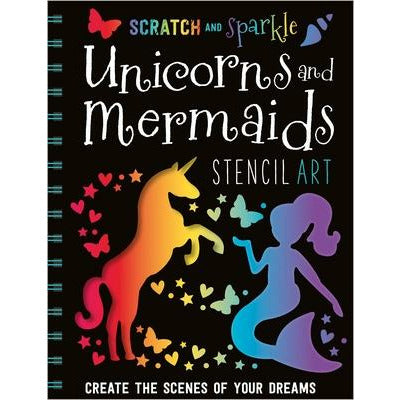 Scratch and Sparkle Unicorns and Mermaids Stencil Art by Make Believe Ideas