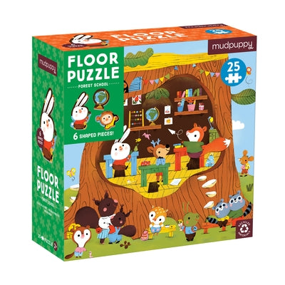 Forest School 25 Piece Floor Puzzle with Shaped Pieces by Illustrated By Maria Neradova Mudpuppy